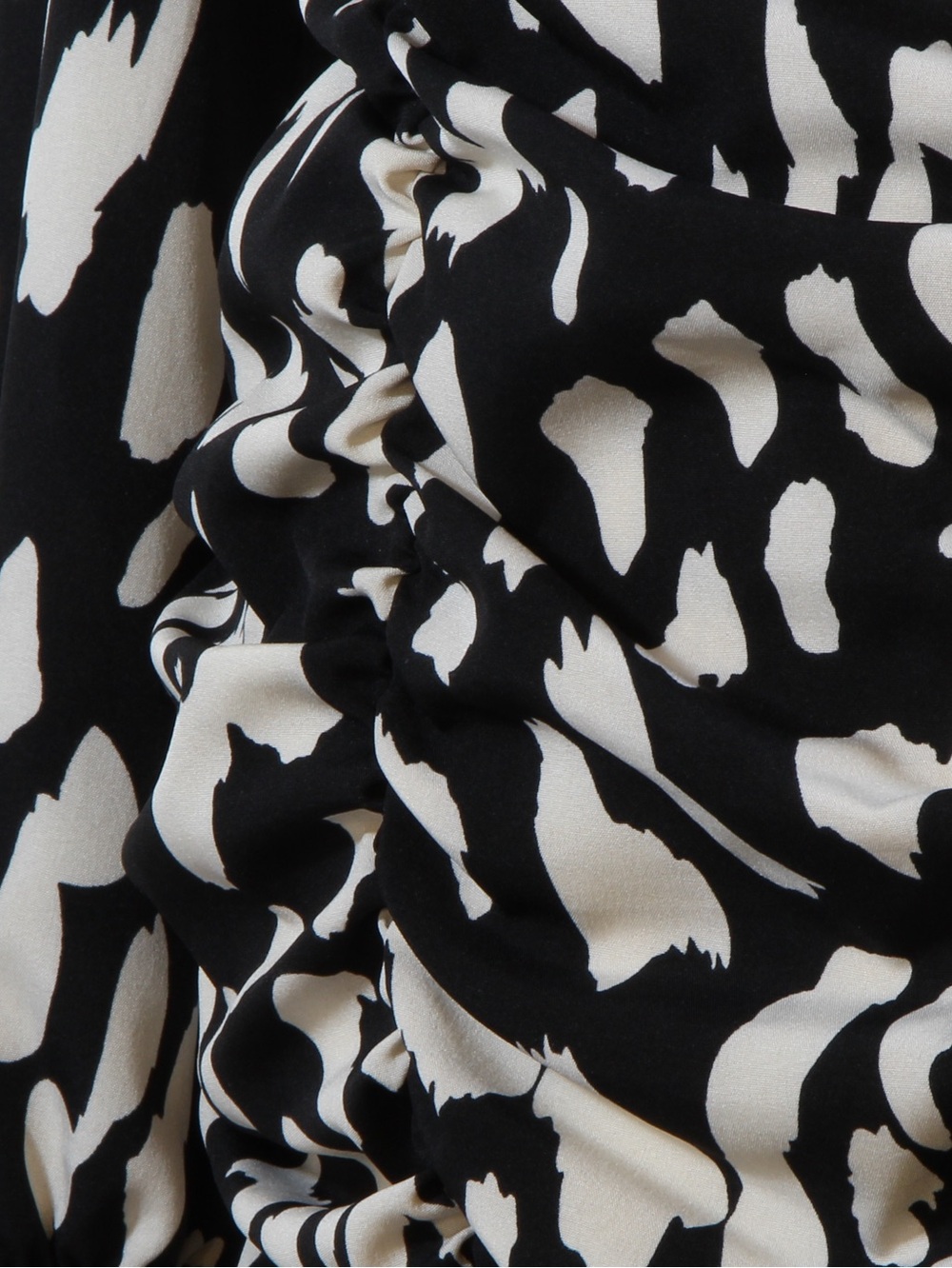 SHEIN Black and Cream Animal-Print Long Sleeve Ruched Dress - Picture 3 of 6